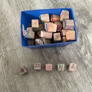 Wooden Stamp Set with Blue Storage Box